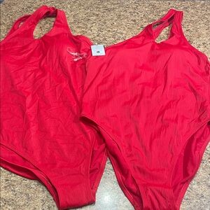 NWT Shade & Shore Red Women's One Shoulder One Piece Swimsuit